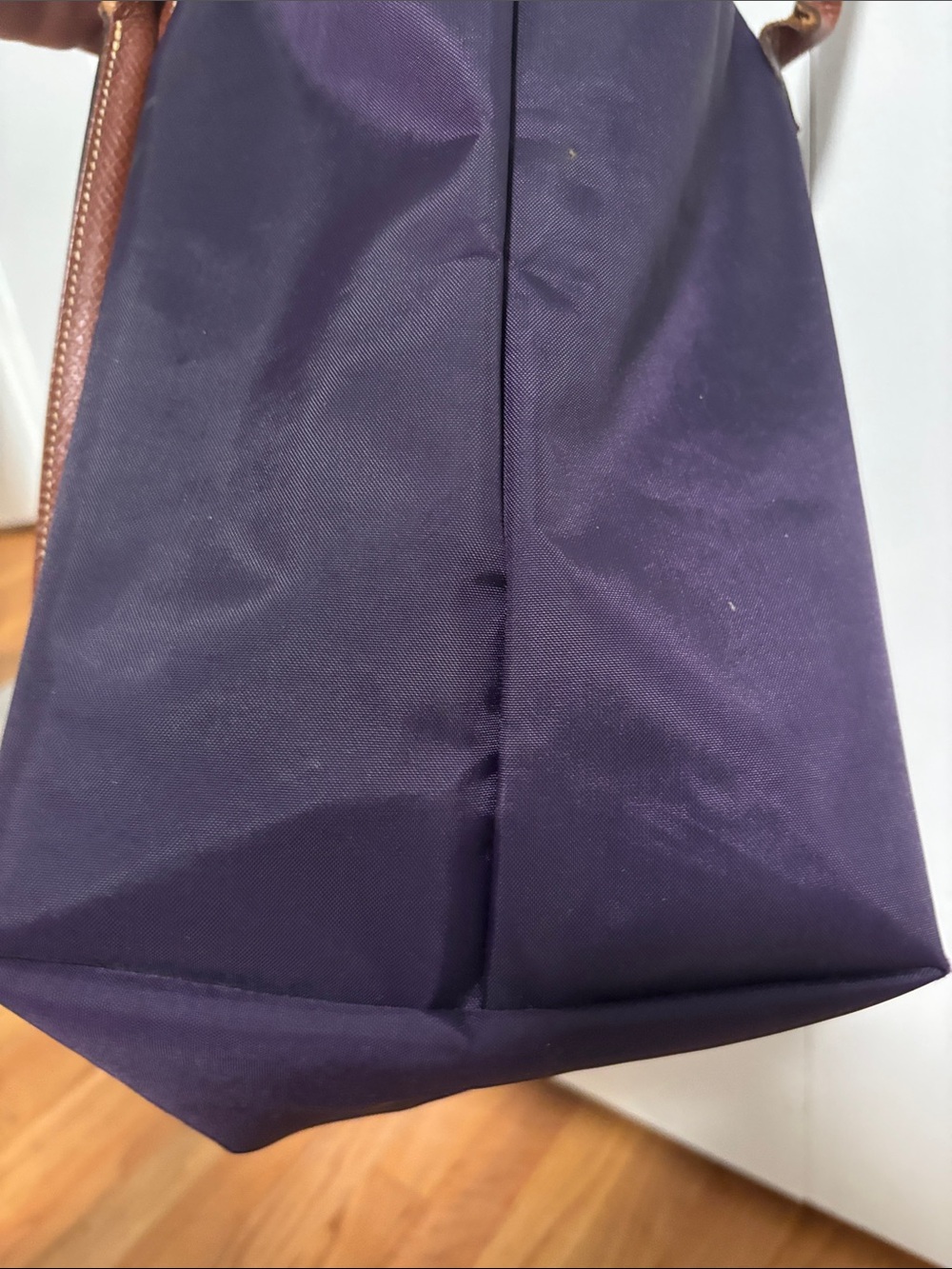Authentic Longchamp Purple and Brown Leather Tote - Picture 6 of 8